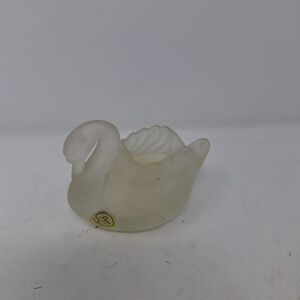 Albert E Price Vintage Frosted Glass Swan Candle Holder Votive Bird Figurine